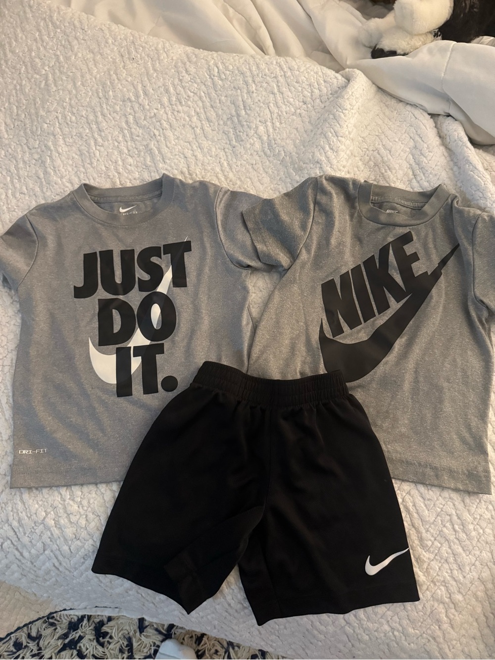 Nike Grey Graphic Tee Duo with Black Nike Shorts